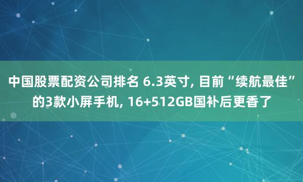 中国股票配资公司排名 6.3英寸, 目前“续航最佳”的3款小屏手机, 16+512GB国补后更香了